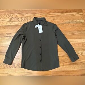 Kenneth Cole Reaction Men's Technicole Slim Fit Shirt Military Green Shirt Small